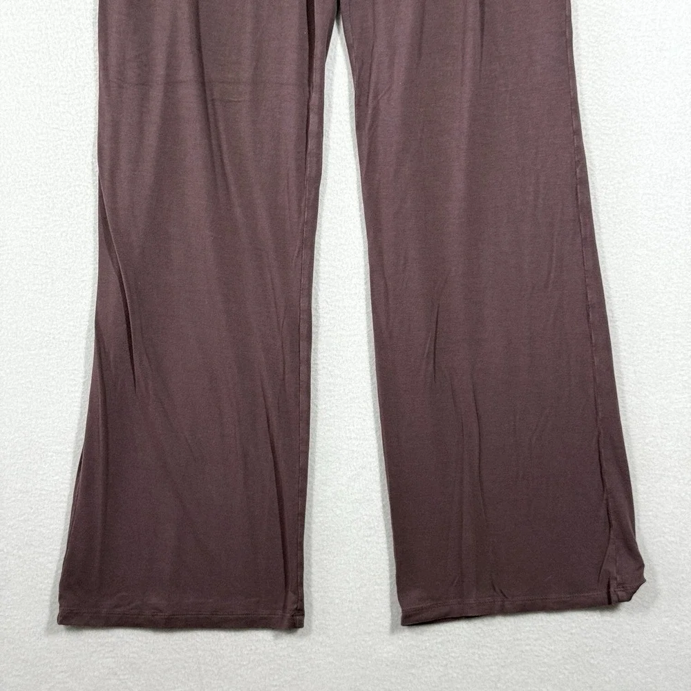Nuuds Pants Womens Large Pajama Lounge Wide Leg Coffee Brown Lightweight Stretch